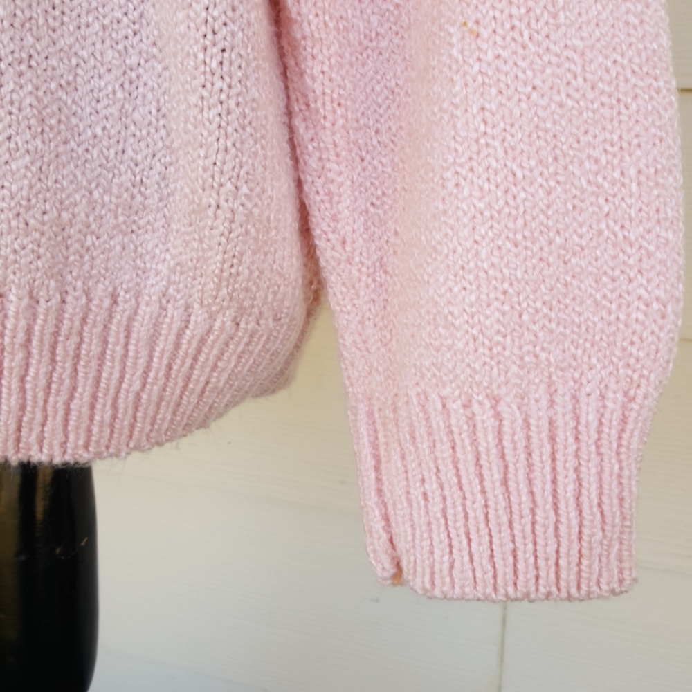 Karen Scott Pink Half Cable Knit Mock Neck Sweater (L) - Picture 7 of 11